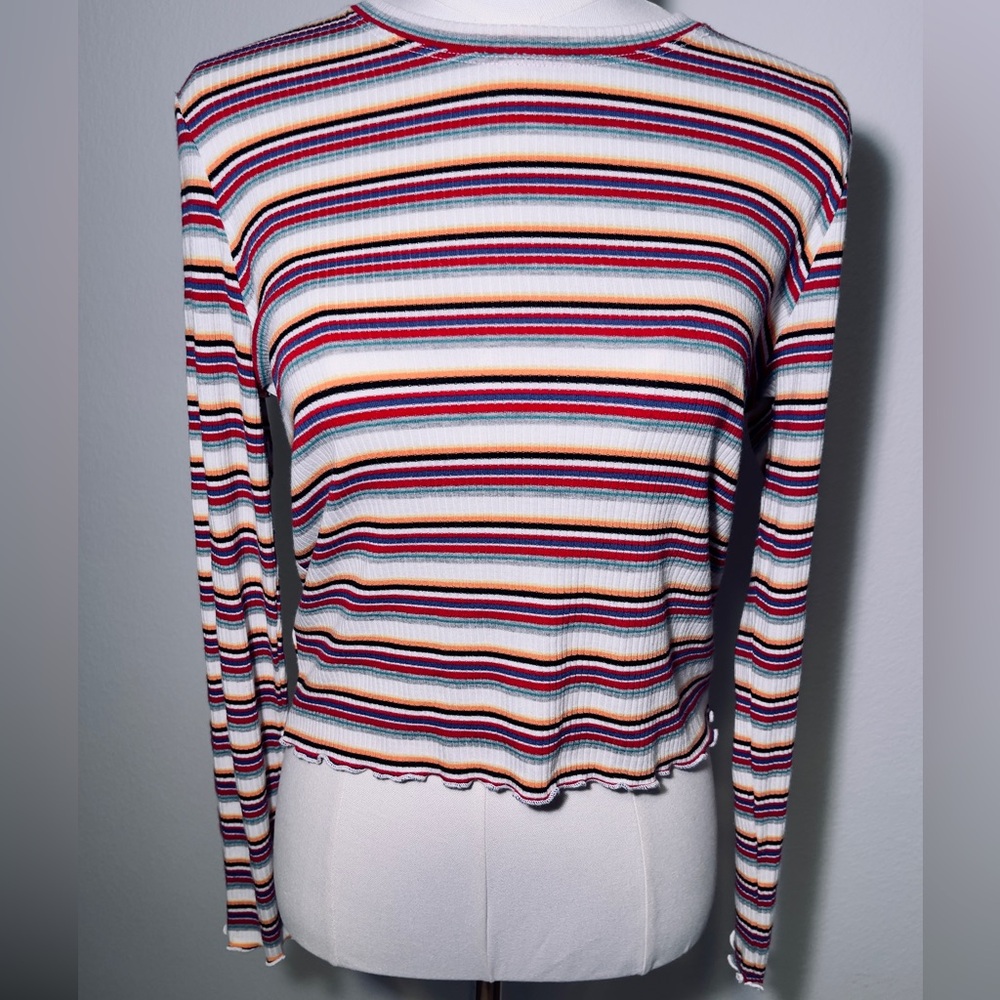 Outlaw Striped Ribbed Crop Top Y2K Rainbowcore Festival Kidcore Size Large